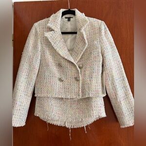 Aqua Tweed Ivory/ Pastel Blazer and Skirt